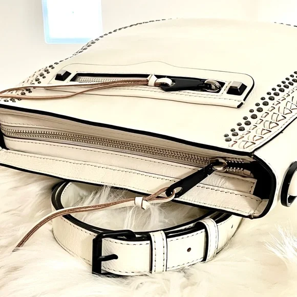 EUC White Rebecca Minkoff Studded Braided Leather Crossbody Bag - Picture 5 of 16